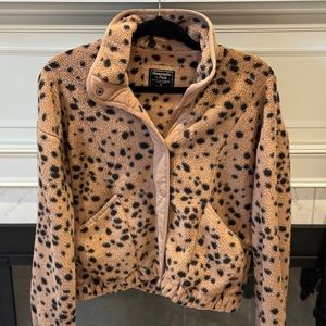 Abercrombie & Fitch Tan Leopard Fleece button jacket